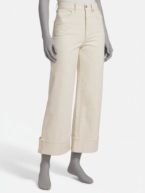 Veronica Beard Jeans Women's Ivory Taylor Cropped Sequin Cuffed Jeans Size 28